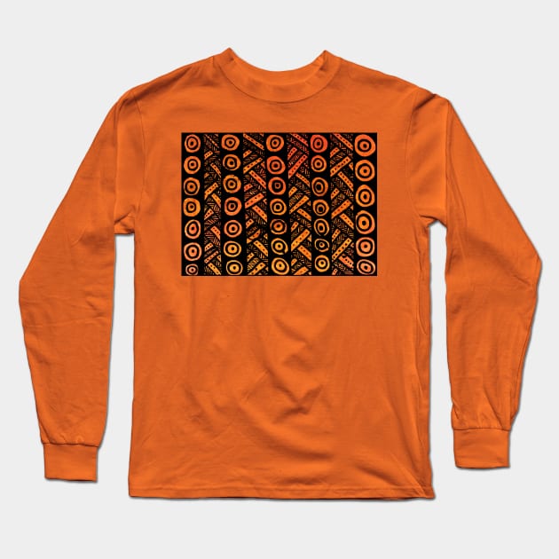 "The Jinn's Mat" - African Art Patterns Long Sleeve T-Shirt by Tony Cisse Art Originals